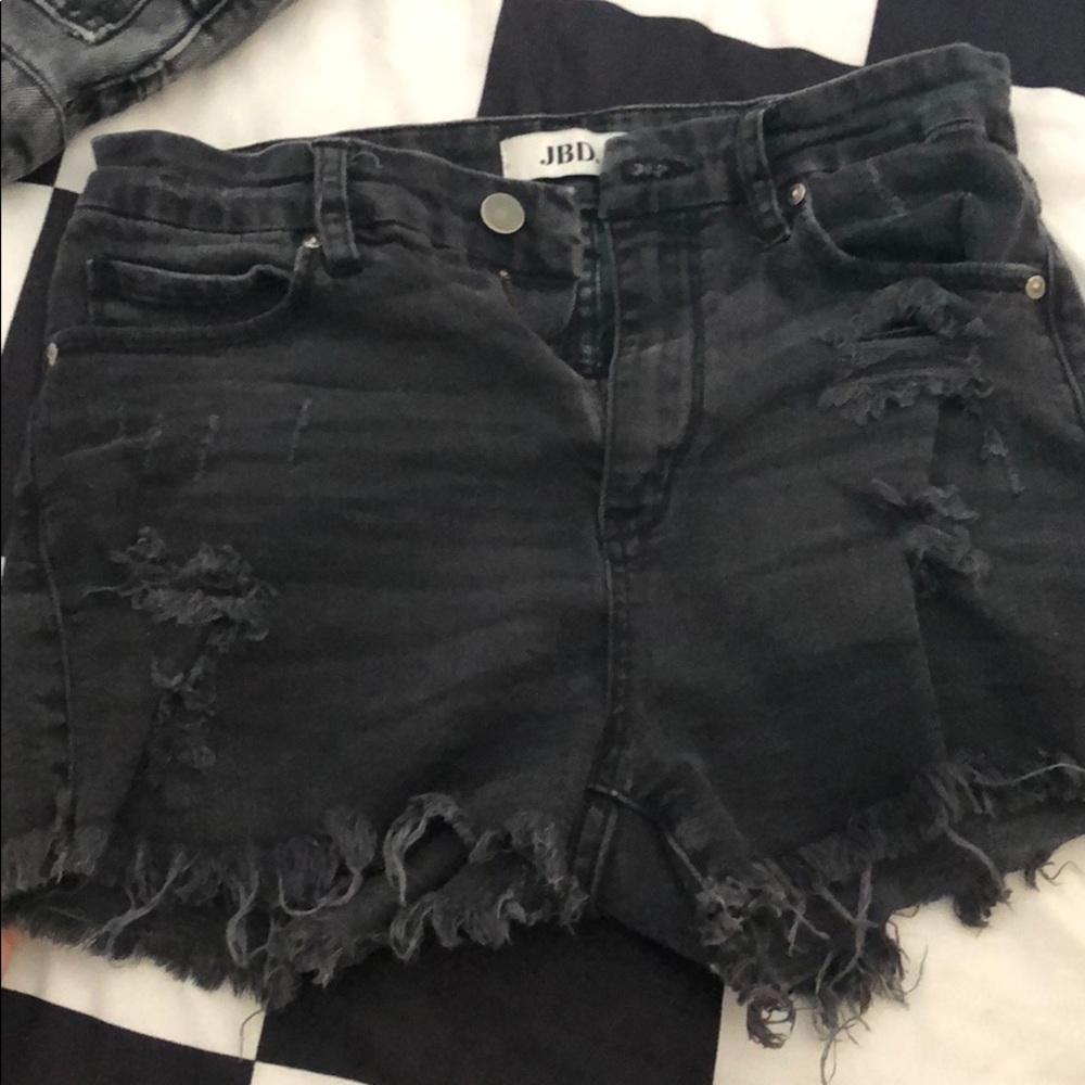 Black ripped high waisted shorts - vintage look